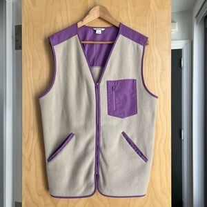 Monki Purple and Cream Zip-Up Vest Fleece Size M